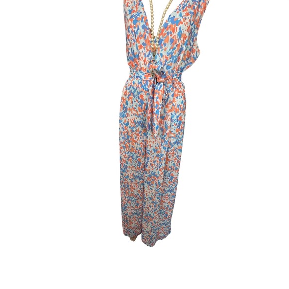 J McLaughlin Hermione Pier Pebble Wome Jumpsuit Coral Aqua Print Size 8 - Picture 3 of 10